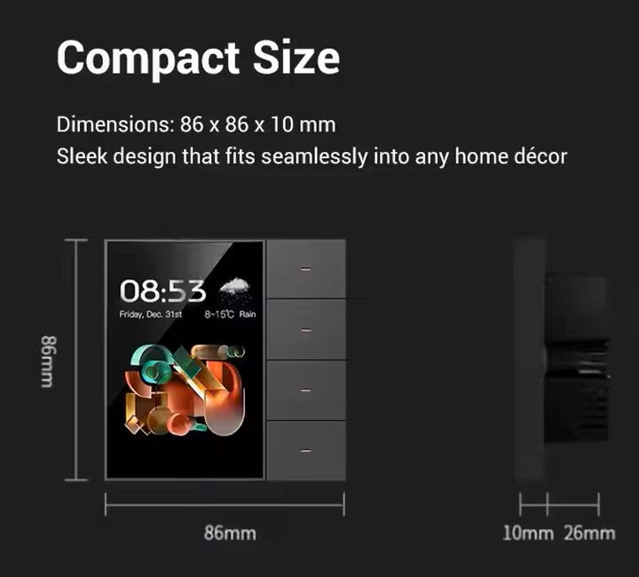 Smart Switch with 3.5 inch Display - 4 Gang Smart Switch with Display Screen