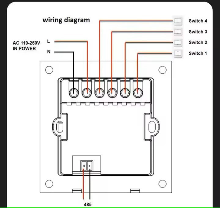 Smart Switch with 3.5 inch Display - 4 Gang Smart Switch with Display Screen