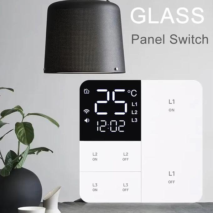 Smart Switch With Screen - 3-Gang, Time and Temperature Display