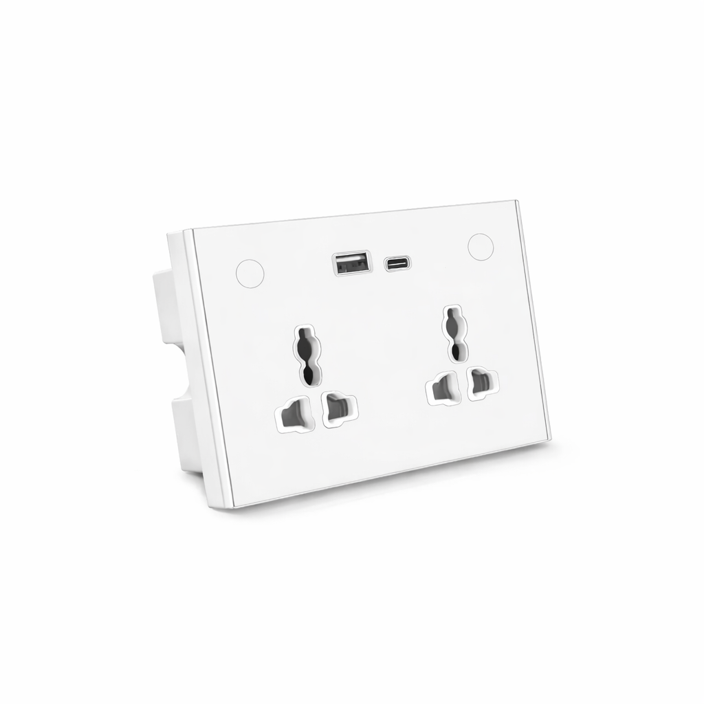 Smart Double Wall Socket with type C and USB